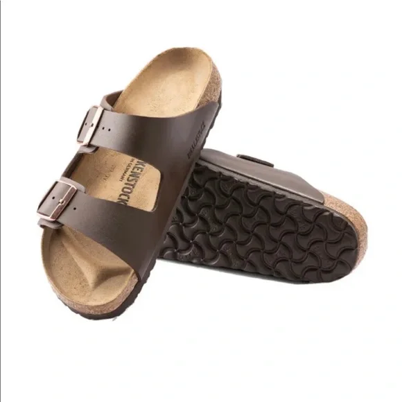 NEW Birkenstock Arizona Sandals Birko-Flor Regular Width Dark Brown Men Size 12 Birkenstock Arizona Birko-Flor Mens Brown Regular Sandals main image 3